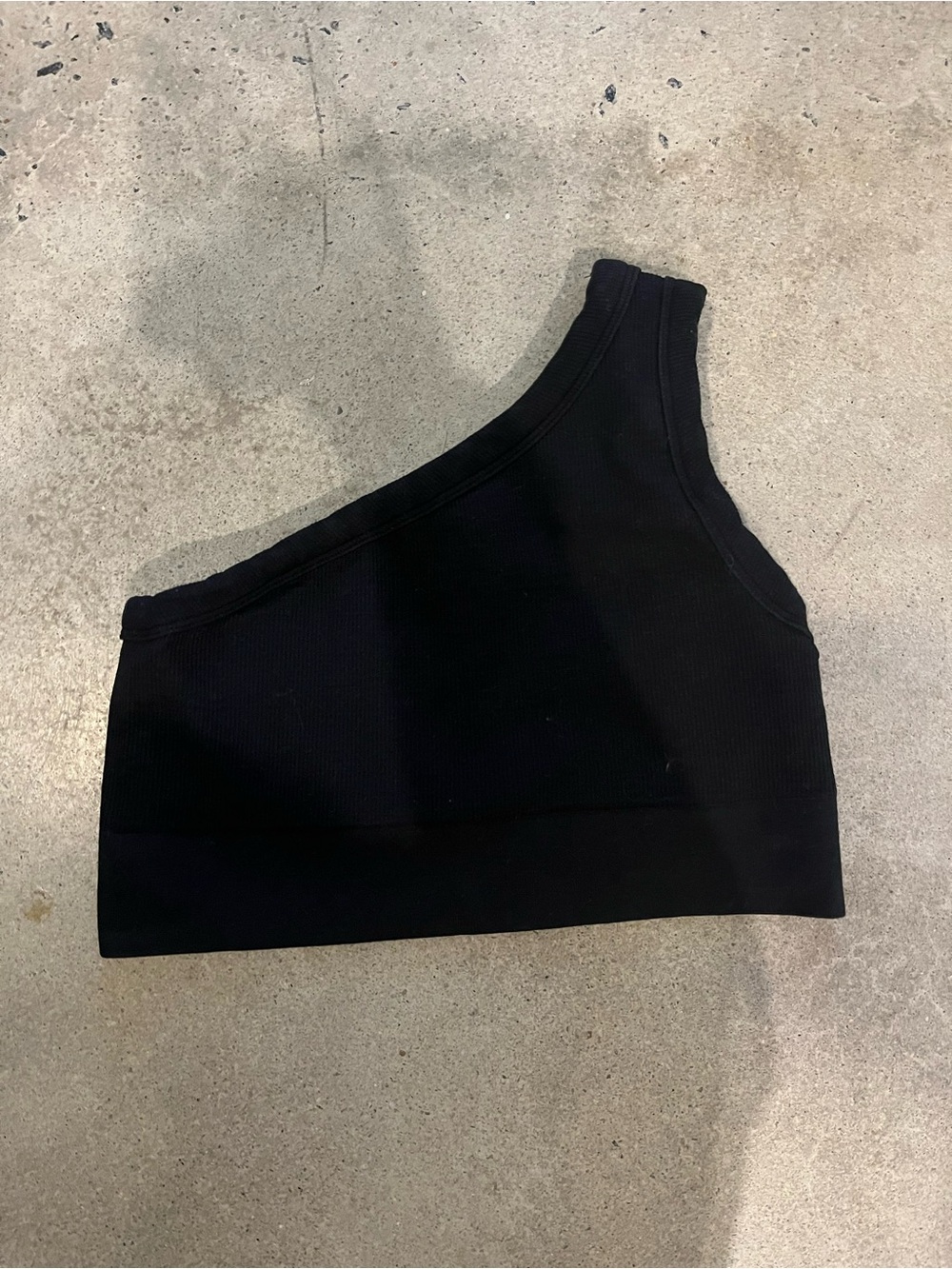 Gymshark Black Ribbed One-Shoulder Sport Bra